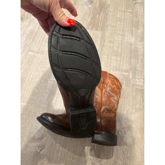 Ariat Western Cowboy Boots Leather Pull On Brown Size 8 EE Style # 38547 - Picture 4 of 7
